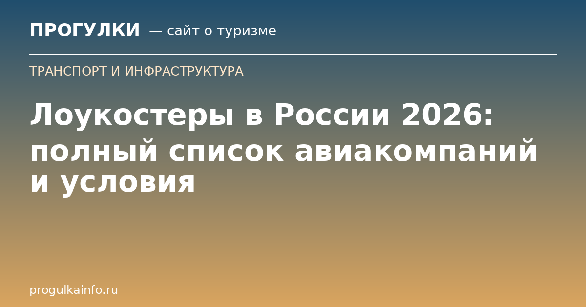 Лоукостеры в России 2026: полный список авиакомпаний и условия